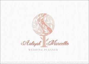 Stylized Natural Blush Pink Tree Logo For Sale