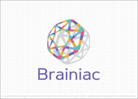 Modern Abstract Brain Logo For Sale