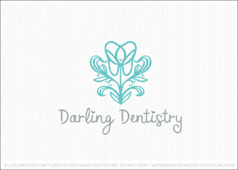 Blooming Floral Dental Tooth Logo For Sale