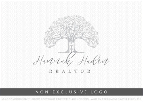 Natural Tree House Door Real Estate Non-Exclusive Logo For Sale LogoMood