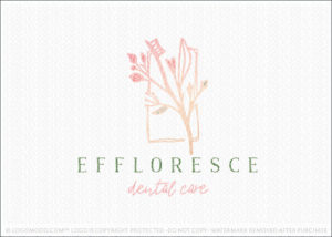 Natural Floral Branch Dental Toothbrush Dentistry Logo For Sale
