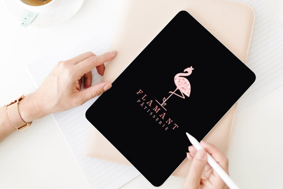 Readymade Logos For Sale Flamant Patisserie Flamingo Premade Logo For Sale By LogoMood