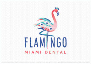 Flamingo Bird Dental Practice Logo For Sale
