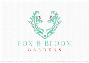 Fox And Bloom Natural Garden Logo For Sale