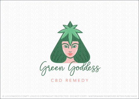 Beautiful Green Goddess Cannabis Woman Logo For Sale