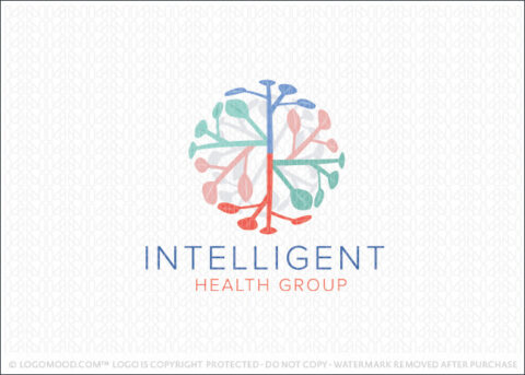 Abstract Leaf branches and brain health Logo For Sale Logo Mood.com