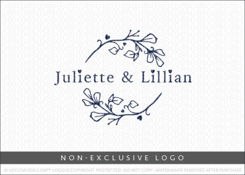 Juliette & Lillian Floral Branch Wreath Non-Exclusive Logo For Sale LogoMood