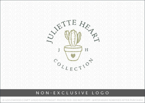Juliette Heart Cactus Heart Potted Plant Non-Exclusive Logo For Sale LogoMood