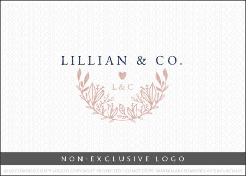 Lillian & Co Crescent Floral & Foliage Non-Exclusive Logo For Sale LogoMood