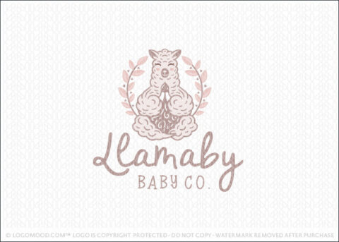 Cute Llama Animal in a yoga meditation pose Logo For Sale LogoMood.com