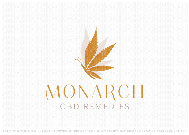 Monarch Butterfly CBD Remedies Cannabis Logo For Sale By LogoMood.com