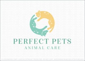 Dog and Cat Pet Animal Care Logo For Sale