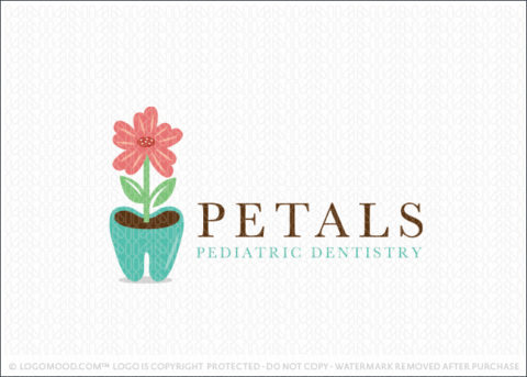 Potted Floral Tooth Pot Dental Paediatrics Logo For Sale