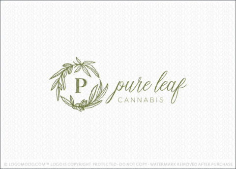 Pure Leaf Cannabis Marijuana Leaf Wreath Monogram Logo For Sale