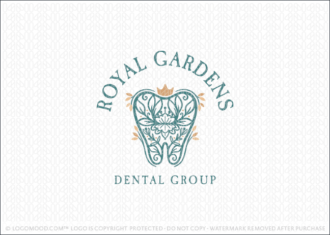 Royal Garden Crown Floral Dental Tooth Logo For Sale