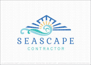 Seascape Ocean Waves Beach House Contractor Logo For Sale