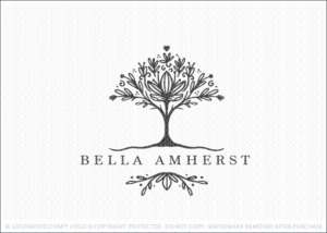Flourishing Floral Rooted Tree Logo For Sale
